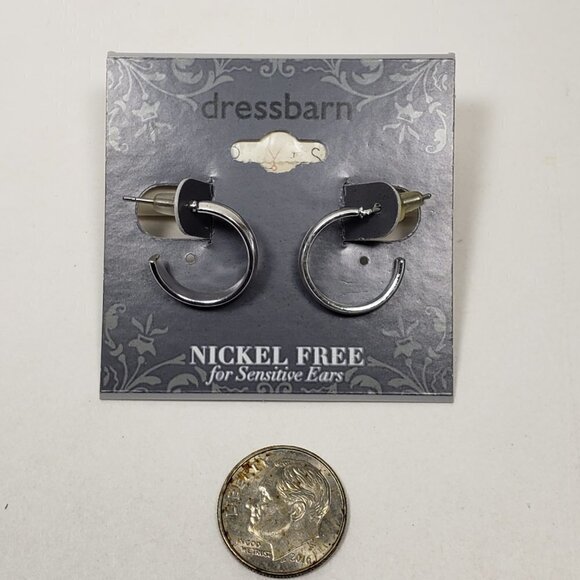 2/$30 Silver tone Small Open Hoop Earrings - 0.6-in - Women's Fashion Jewelry - Picture 6 of 7